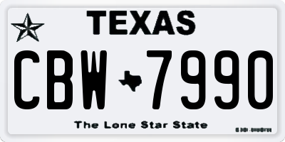 TX license plate CBW7990