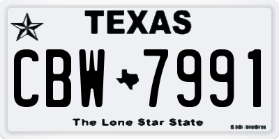 TX license plate CBW7991