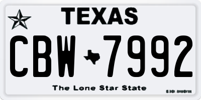 TX license plate CBW7992