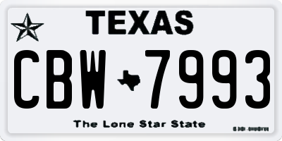 TX license plate CBW7993
