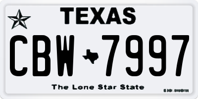 TX license plate CBW7997