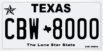 TX license plate CBW8000