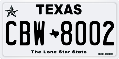TX license plate CBW8002