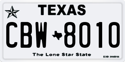 TX license plate CBW8010