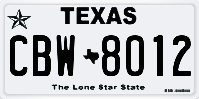 TX license plate CBW8012