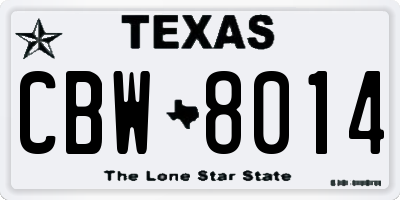 TX license plate CBW8014
