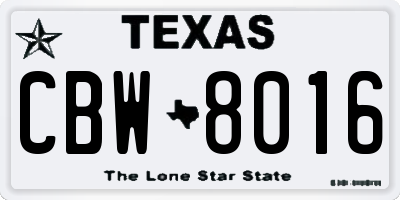 TX license plate CBW8016