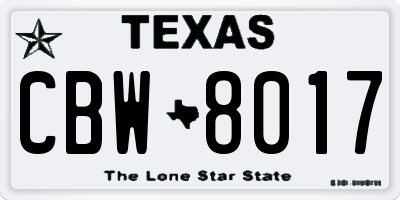 TX license plate CBW8017
