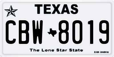 TX license plate CBW8019