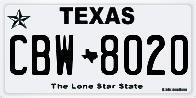 TX license plate CBW8020