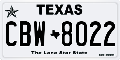 TX license plate CBW8022