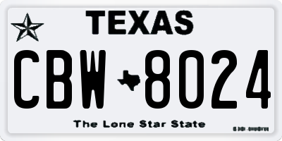 TX license plate CBW8024