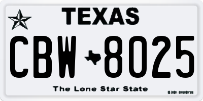 TX license plate CBW8025
