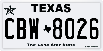 TX license plate CBW8026