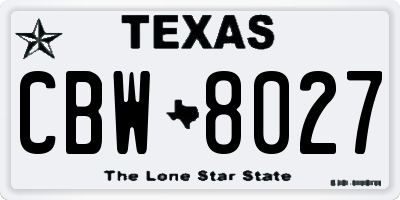 TX license plate CBW8027