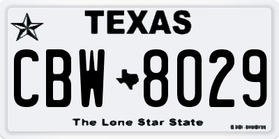 TX license plate CBW8029