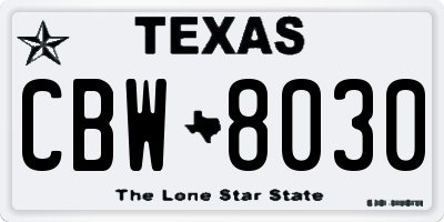 TX license plate CBW8030