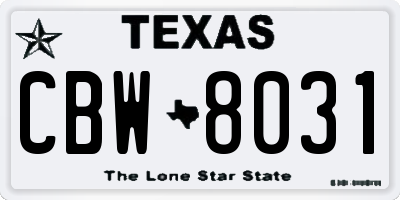 TX license plate CBW8031