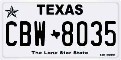 TX license plate CBW8035