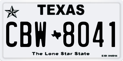 TX license plate CBW8041