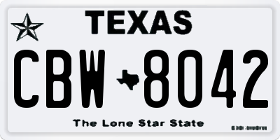 TX license plate CBW8042