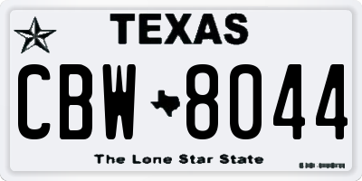 TX license plate CBW8044