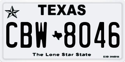 TX license plate CBW8046