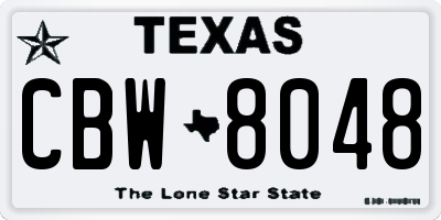 TX license plate CBW8048