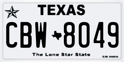 TX license plate CBW8049