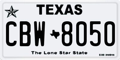 TX license plate CBW8050