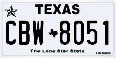 TX license plate CBW8051