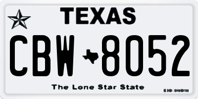 TX license plate CBW8052