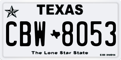 TX license plate CBW8053