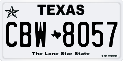 TX license plate CBW8057