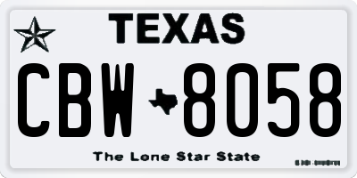 TX license plate CBW8058