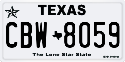 TX license plate CBW8059