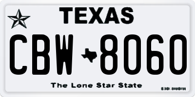 TX license plate CBW8060