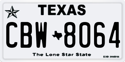 TX license plate CBW8064