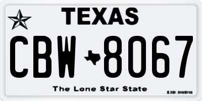 TX license plate CBW8067