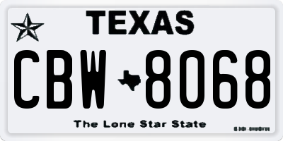 TX license plate CBW8068