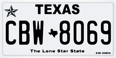 TX license plate CBW8069