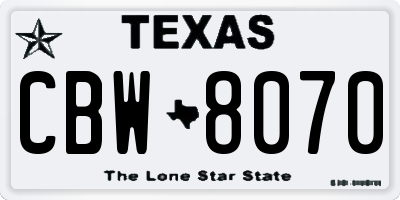 TX license plate CBW8070
