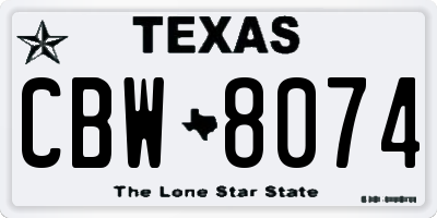 TX license plate CBW8074