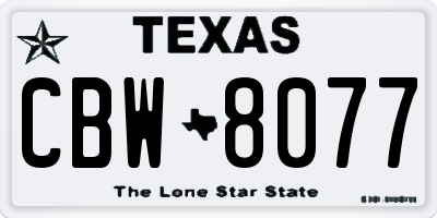 TX license plate CBW8077
