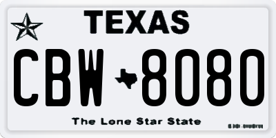 TX license plate CBW8080