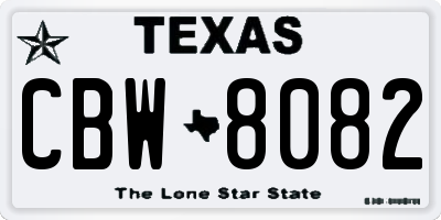 TX license plate CBW8082