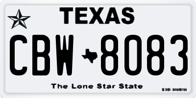 TX license plate CBW8083