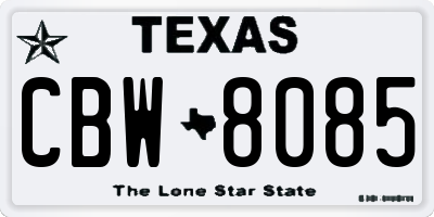 TX license plate CBW8085
