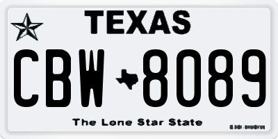 TX license plate CBW8089