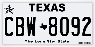 TX license plate CBW8092